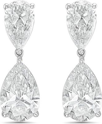 Diana M. Jewels 14KW WG 12.00 Ct TW of Lab grown pear shape diamond drop earrings