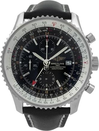 Breitling Pre-owned Breitling Navitimer World Chronograph GMT Automatic Chronometer Black Dial Mens Watch A24322