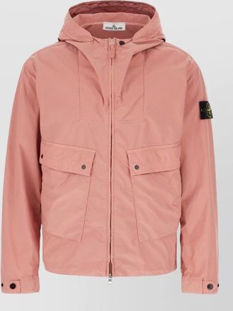 Stone Island hooded jacket front pockets button cuffs