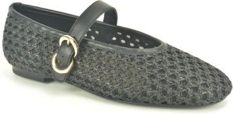 Frau Schoenen, Dames, Zwart, 39 EU, Raffia Ballerine + Riem