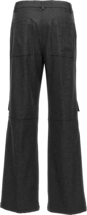 P.A.R.O.S.H. Wool-Blend Ruffled-Pocket Cargo Pants - Charcoal