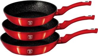 OEM Juego De 3 Sartenes Con Revestimiento De Granito 20/24/28cm Berlinger Haus L&iacute;nea Burdeos Metalizado Bh-1288-nf
