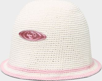 Casablanca Womens Metallized logo crocheted knit bucket hat
