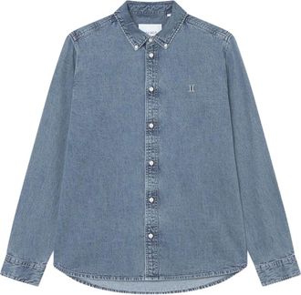 Les Deux Camicia denim con ricamo - Blu