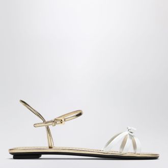 Prada White and gold leather sandals with bow