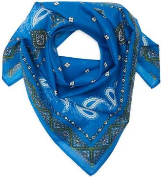 Open Edit Square Cotton Bandana in Blue Paisley at Nordstrom