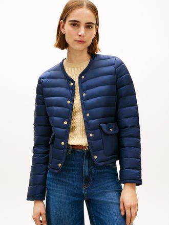 Tommy Hilfiger Steppjacke TOMMY HILFIGER FEMININE LW DOWN JACKET, Damen, Gr. L (42/44), schwarz night navy, Steppware, Obermaterial: 100% Nylon, unifarben, regular f