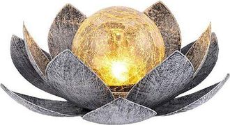 OEM L&aacute;mpara Solar Led Lotus, Inal&aacute;mbrica, Con Interruptor Autom&aacute;tico, Grado De Protecci&oacute;n Ip44, Material Metal/vidrio, Color Plata