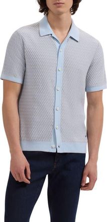 Bugatchi Short Sleeve Cardigan in Hazy Blue at Nordstrom, Size Xx-Large