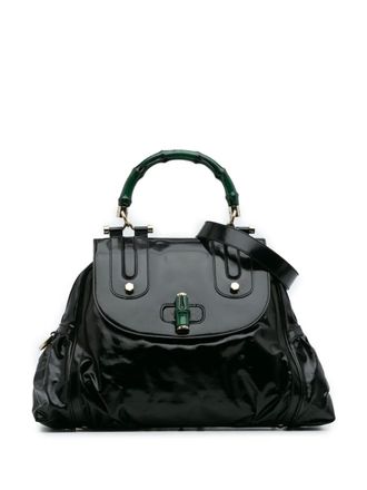 Gucci 2016-2025 Dialux Pop Coated Canvas Bamboo Top Handle Bag satchel - women - Fabric/Canvas/Bamboo/Leather - One Size - Green