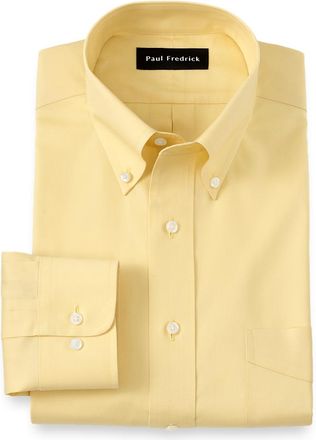 Paul Fredrick Tailored Fit Non-iron Cotton Pinpoint Solid Button Down Collar Dress Shirt