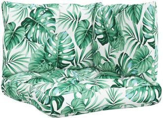 vidaXL Cojines Para Palets 3 Unidades Tela Estampado De Hojas Vidaxl