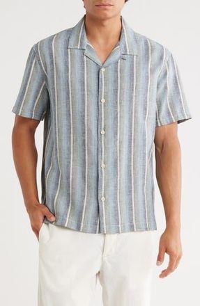 Treasure & Bond Linen & Cotton Camp Shirt in Ivory Sunset Stripe at Nordstrom Rack, Size Large