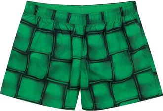 Bottega Veneta Badmode, Heren, Groen, M, Boxer Zwembroek met Cassette Print