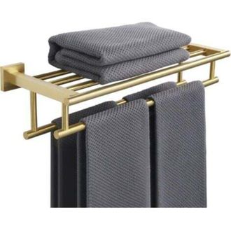 OEM Toallero Doble De Pared Para Ba&ntilde;o, Con Estante De Acero Inoxidable Para Cocina Y Aseo, 50 Cm De Largo, Color Dorado