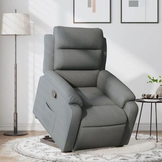 vidaXL Vidaxl - Poltrona Alzapersona Reclinabile Grigio Scuro in Tessuto