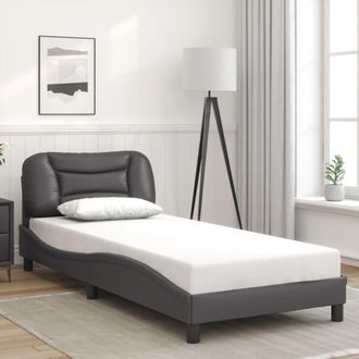 vidaXL Vidaxl - Estructura De Cama Sin Colch&oacute;n Cuero Sint&eacute;tico Gris 90x200 Cm