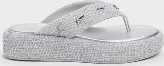 Charles & Keith Tweed Beach Flatform Thong Sandals