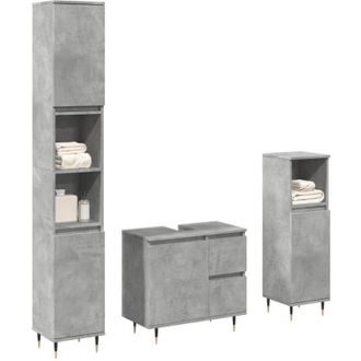 vidaXL Vidaxl - Set Muebles De Ba&ntilde;o 2 Piezas Madera Contrachapada Gris Hormig&oacute;n