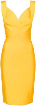 Herve Leroux Kokerjurk met watervalhals - Geel