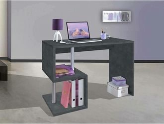 Dmora Dmora Esse Escritorio Moderno Para Oficina Y Estudio Con Estante, Made In Italy, Mesa De Ordenador, Escritorio Para Pc, Cm 100x50h78, Color Blanco Bri