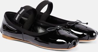 Miu Miu Logo patent leather ballet flats