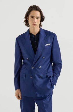 Brunello Cucinelli One-and-a-half breasted blazer in Royale Blue at Nordstrom, Size 48 It