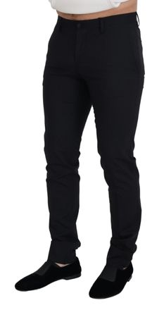 Dolce & Gabbana Mens Black Wool Chino Formal Pants Elastane