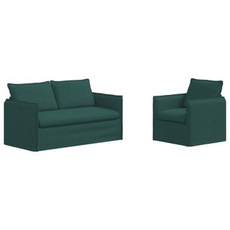 vidaXL Juego De Sof&aacute; 2 Uds. Verde Oscuro Tela Vidaxl