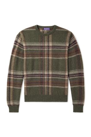 Ralph Lauren Purple Label Checked Alpaca-Blend Sweater
