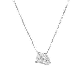 LuvMyJewelry Aurelia 14K Gold Lab Grown Diamond Toi Et Moi Necklace - 1 Ct in 14K White Gold at Nordstrom