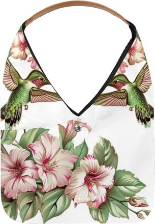 Generic Flowers Hummingbirds Vintage (2) Reusable Lightweight Grocery Bags - Foldable Into Compact Pouch, Washable & Sturdy, Multipurpose for Shopping and Tra