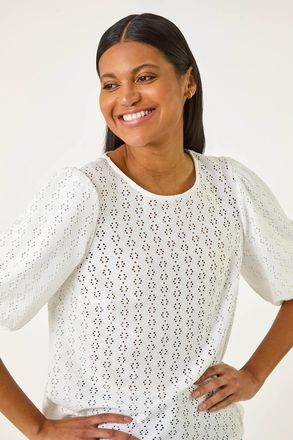 Roman Broderie Puff Sleeve Top