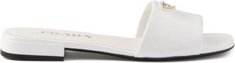 Prada Saffiano patent leather slides - women - Leather/Leather/Leather - 36 - White