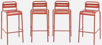 Sweeek Set di 4 sedie da bar da giardino in acciaio