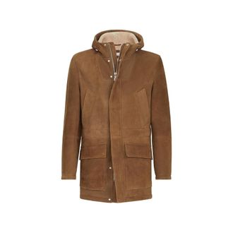 Brunello Cucinelli Suede Curly Shearling Parka
