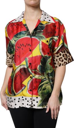 Dolce & Gabbana Multicolor Watermelon Collared Shirt Womens Top