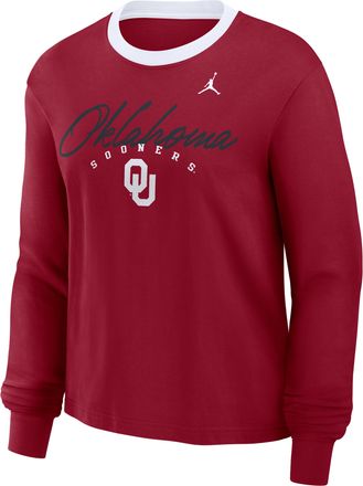 Nike Jordan Womens Oklahoma Legacy Jordan Brand College Long-Sleeve T-Shirt in Red | 0JN299MIOKN-MGK