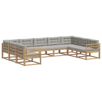 vidaXL Conjunto De Sof&aacute;s De Exterior 9 Uds. Blanco Y Gris Claro Vidaxl