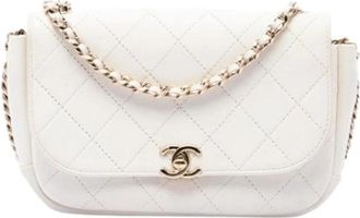 Chanel Pre-owned Quilted Lambskin Flap Crossbody - Dames - Vintage Schoudertas - Wit - ONE Size - Leer - Vintage