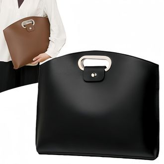 Generic The 2-Piece Set: Sophisticated Business Waterproof Leather Laptop & Tote Set, Tote Set,Thickened laptop handbag (Black,16 inches)