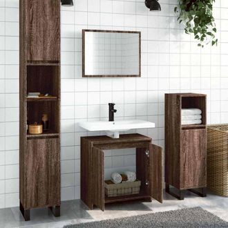 vidaXL Set Mobili da Bagno 2 pz Rovere Marrone in Legno Multistrato - Vidaxl