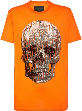 Philipp Plein T-shirt Round Neck SS Skull and Plein with Crystals
