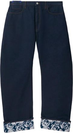 Burberry Logo Patch Cotton Wide Leg Cotton Jeans, Size 28R