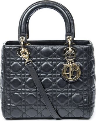 Dior Pre-owned Womens Medium Lady Zip Shoulder Bag - Black - One Size