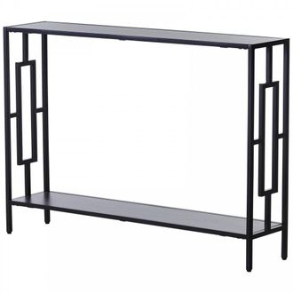HOMCOM Console Table Narrow 2 Shelves MDF Steel Frame in Art Deco Square Style 76x106cm for Hallway Entrance - Home Living | TJ Hughes