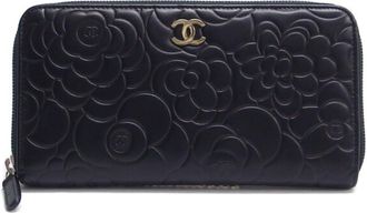 Chanel Black Leather Long Wallet (Bi-Fold) (Pre-Owned)