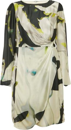 Armani abstract-print draped mini dress - women - Satin/Silk - L - Neutrals