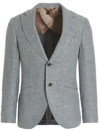 Maurizio Miri Blazer met enkele rij knopen - Blauw