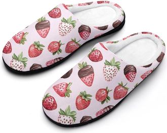 Generic Strawberry Chocolate Mens Slippers Memory Foam Winter Warm Sandals Slip On House Shoes Size 7-14